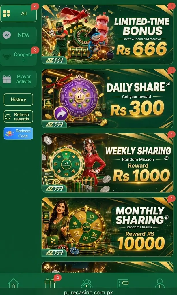 AZ777 Game App bonuses and rewards
