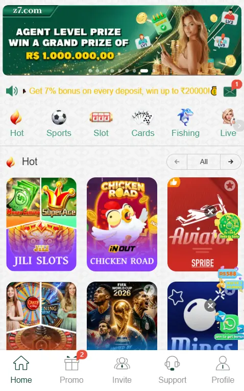 Z7 Game App interface